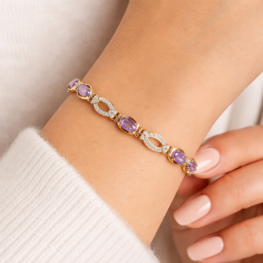 Elegant Silver Vermeil Amethyst Tennis Bracelet