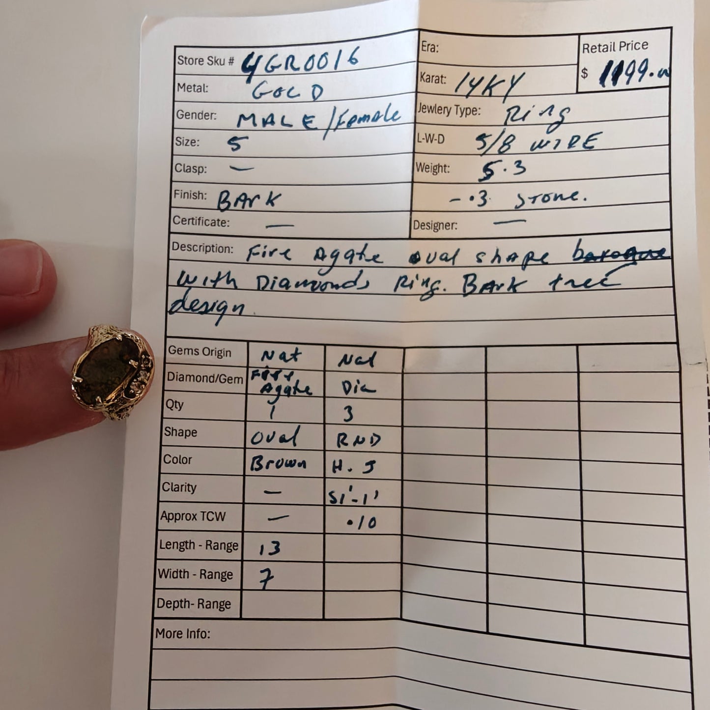 Unique 14k Gold Ring with Diamonds