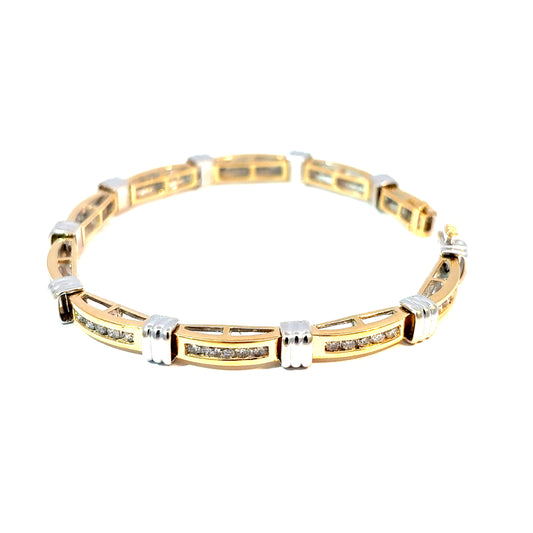 14K Two-Tone Gold Diamond Line Bracelet, Approx. 2.00 CTW — image 2 of 4