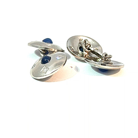 Platinum Sapphire and Diamond Double-Sided Chain-Link Cufflinks — image 2 of 4
