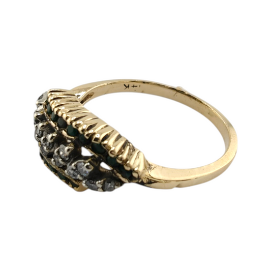 Vintage Mid-Century Diamond Emerald Ring