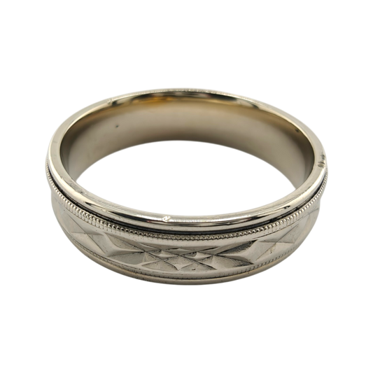 14k White Gold Men's Band Ring, Size 11 1/2