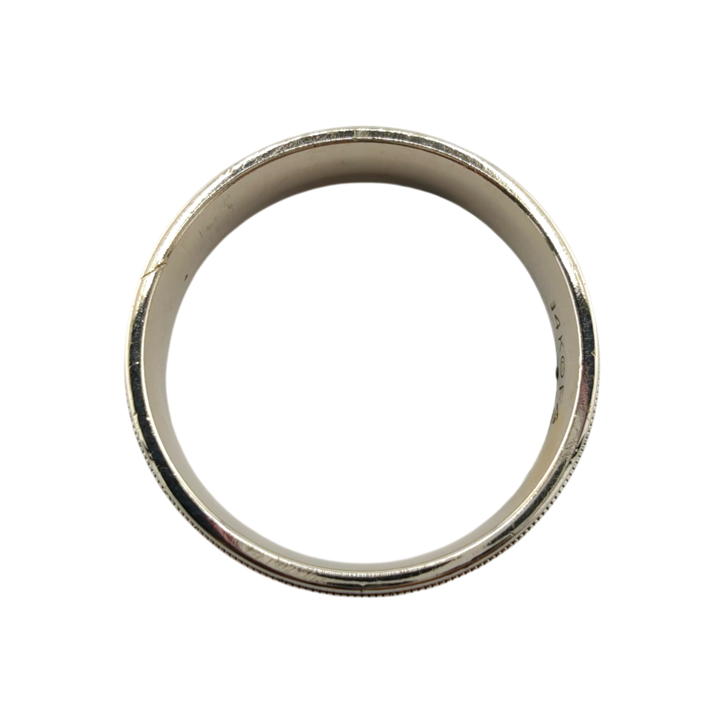 14k White Gold Men's Band Ring, Size 11 1/2