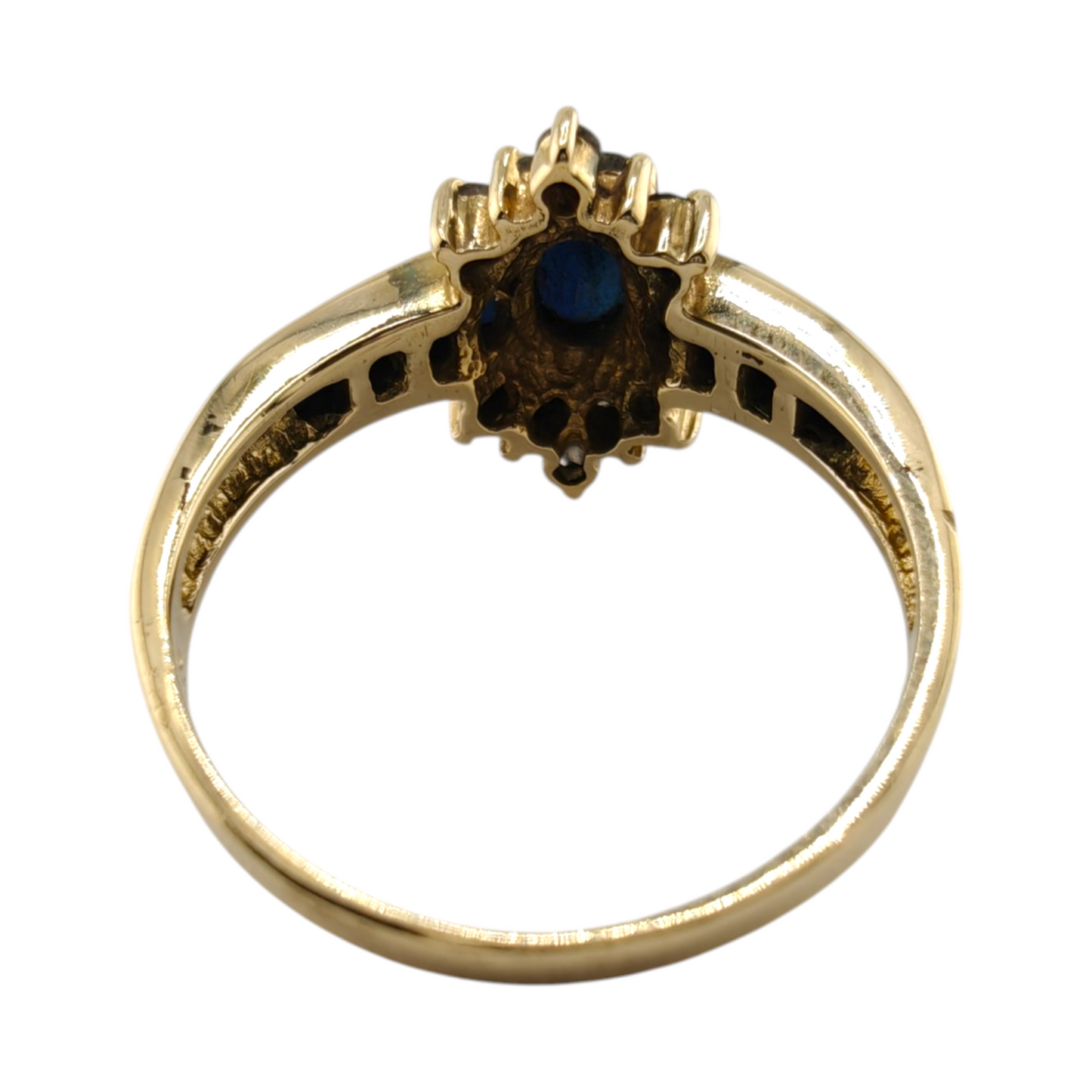 14k Yellow Gold Ring with Diamonds and Sapphires