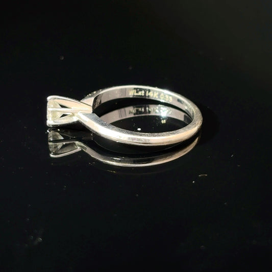 14K White Gold Round Diamond Solitaire Ring, Approx. 0.40 Carat, Size 5.5 — image 2 of 4