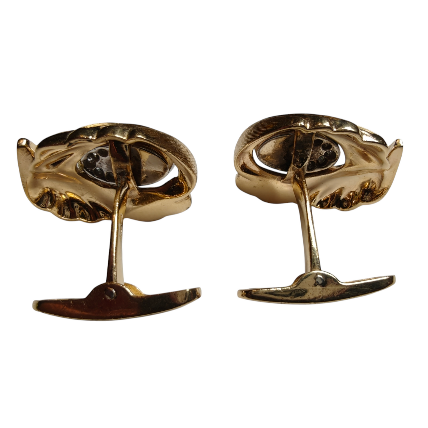 14k Yellow Gold Cufflinks with Diamonds and Yellow Sapphires