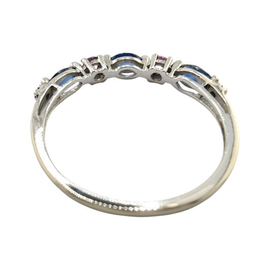 Elegant 10k White Gold Sapphire Diamond Ring