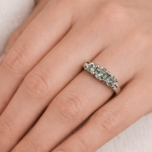 14k White Gold Three-Stone Diamond Ring