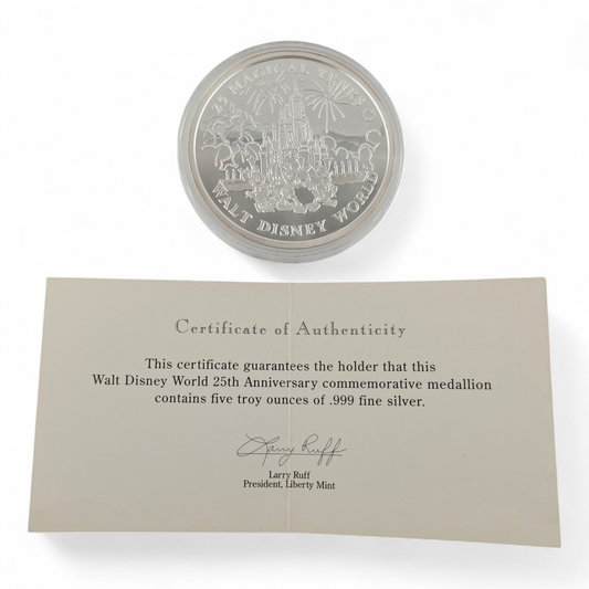 Disney 25th Anniversary Silver Coin 1971 -1996