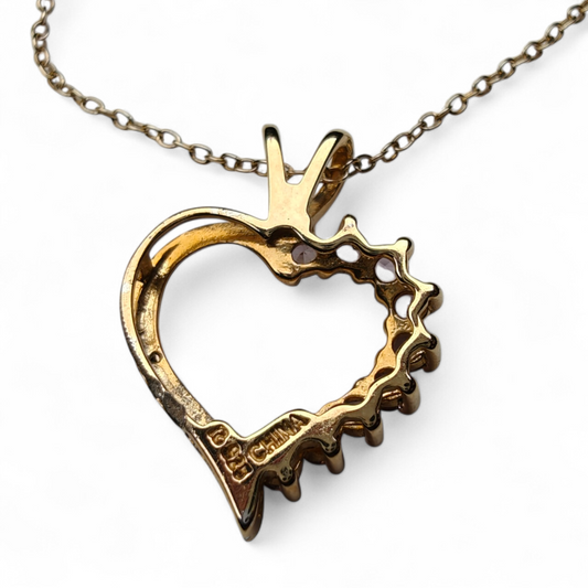 Elegant Heart Silver Necklace with Diamonds