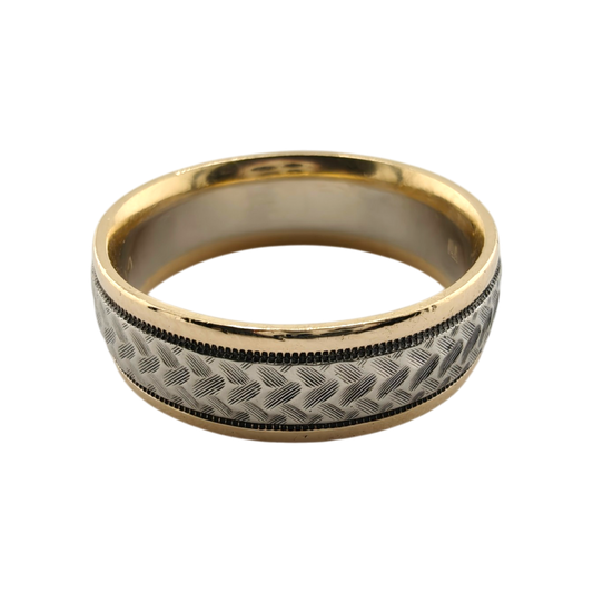 14k Two-Tone Gold Men's Band Ring