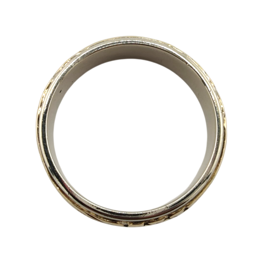 Men's Two-Tone 14k Gold Engraved Ring