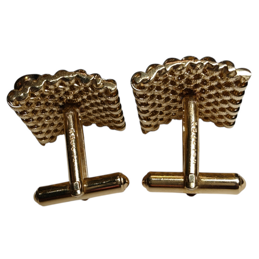 14k Gold Cufflinks with Diamonds and Yellow Sapphires
