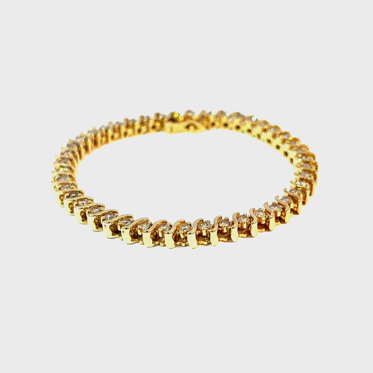 14K Yellow Gold Diamond Tennis Bracelet, 3.50 Carats Total, 7 Inches — video 1 of 1