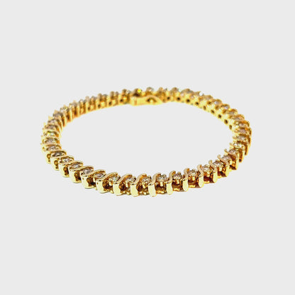 14K Yellow Gold Diamond Tennis Bracelet, 3.50 Carats Total, 7 Inches — video 1 of 1