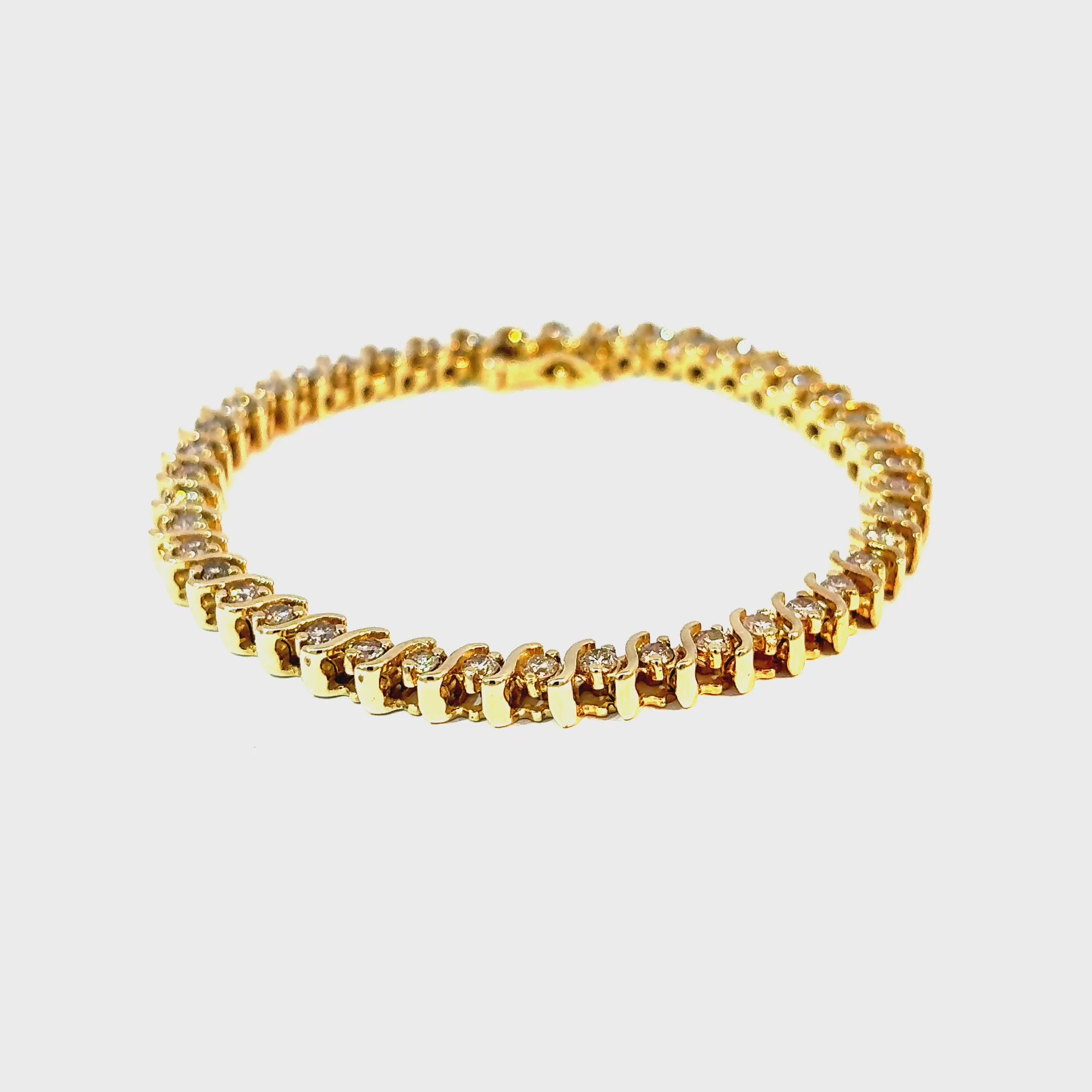 14K Yellow Gold Diamond Tennis Bracelet, 3.50 Carats Total, 7 Inches — video 1 of 1