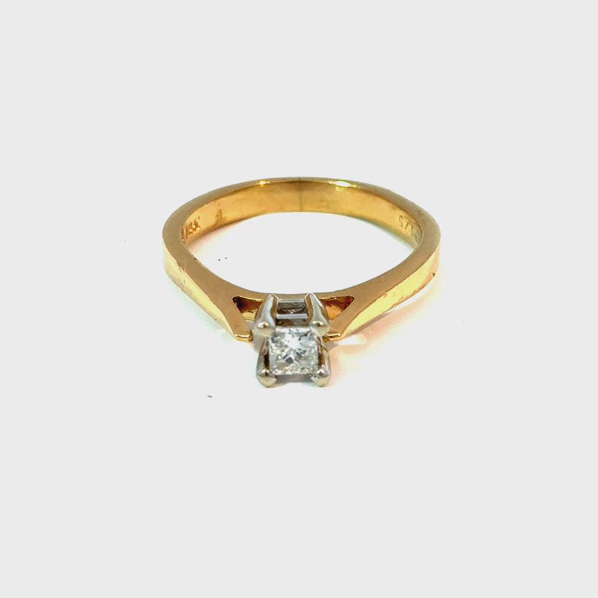 14K Yellow Gold Princess-Cut Diamond Solitaire Ring, Size 4 — video 1 of 1
