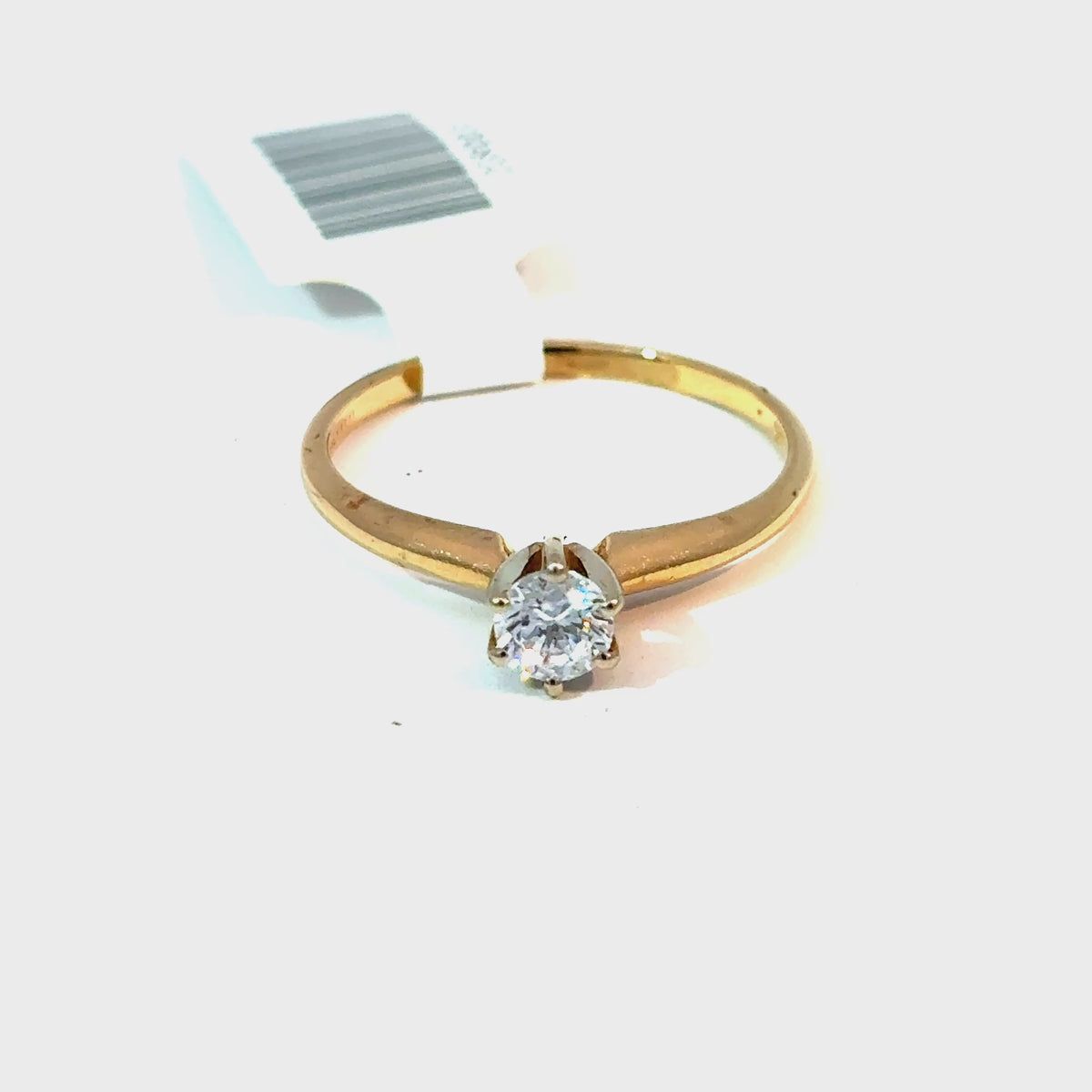 14K Yellow Gold Cubic Zirconia Solitaire Ring, Size 5 3/4 — video 1 of 1