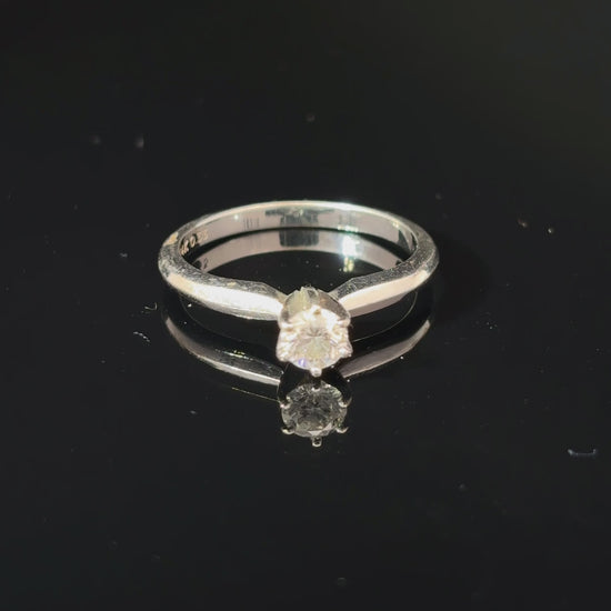14K White Gold Round Diamond Solitaire Ring, Approx. 0.40 Carat, Size 5.5 — video 1 of 1