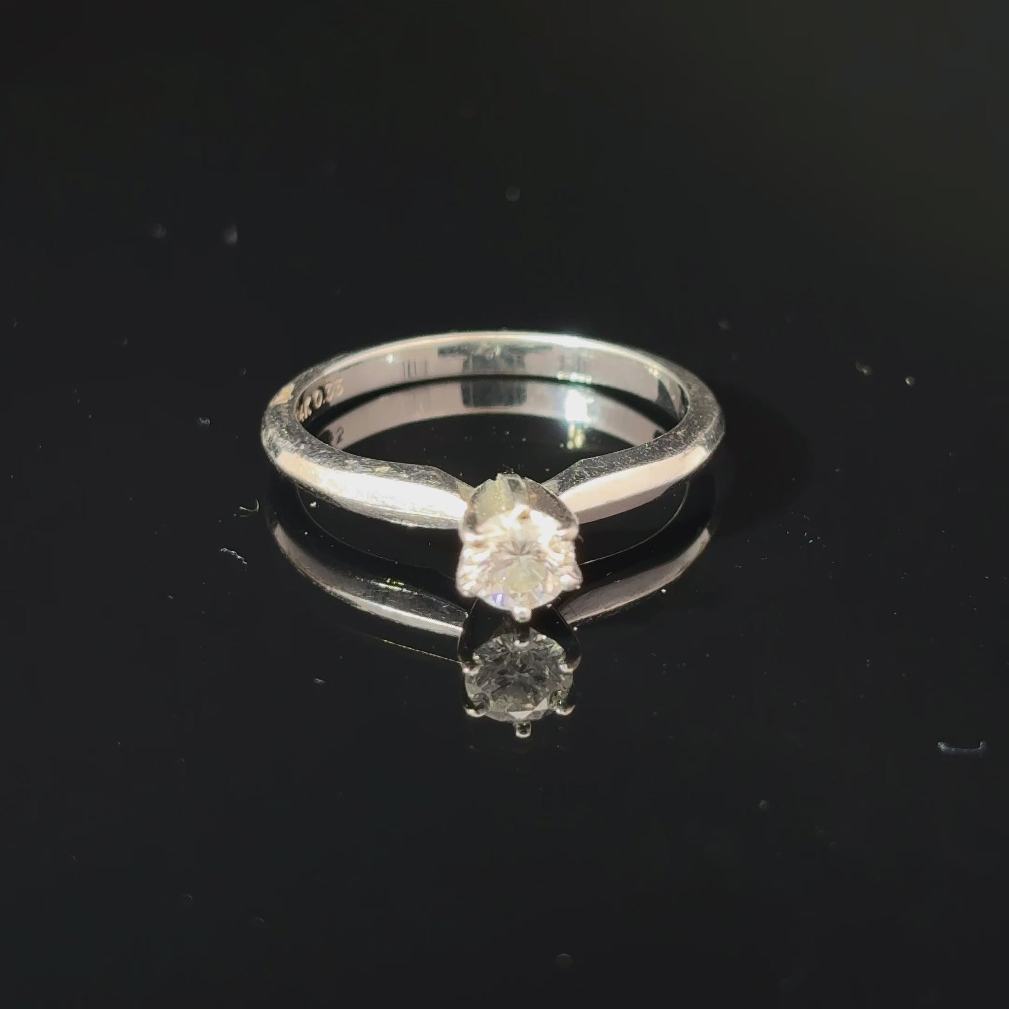 14K White Gold Round Diamond Solitaire Ring, Approx. 0.40 Carat, Size 5.5 — video 1 of 1