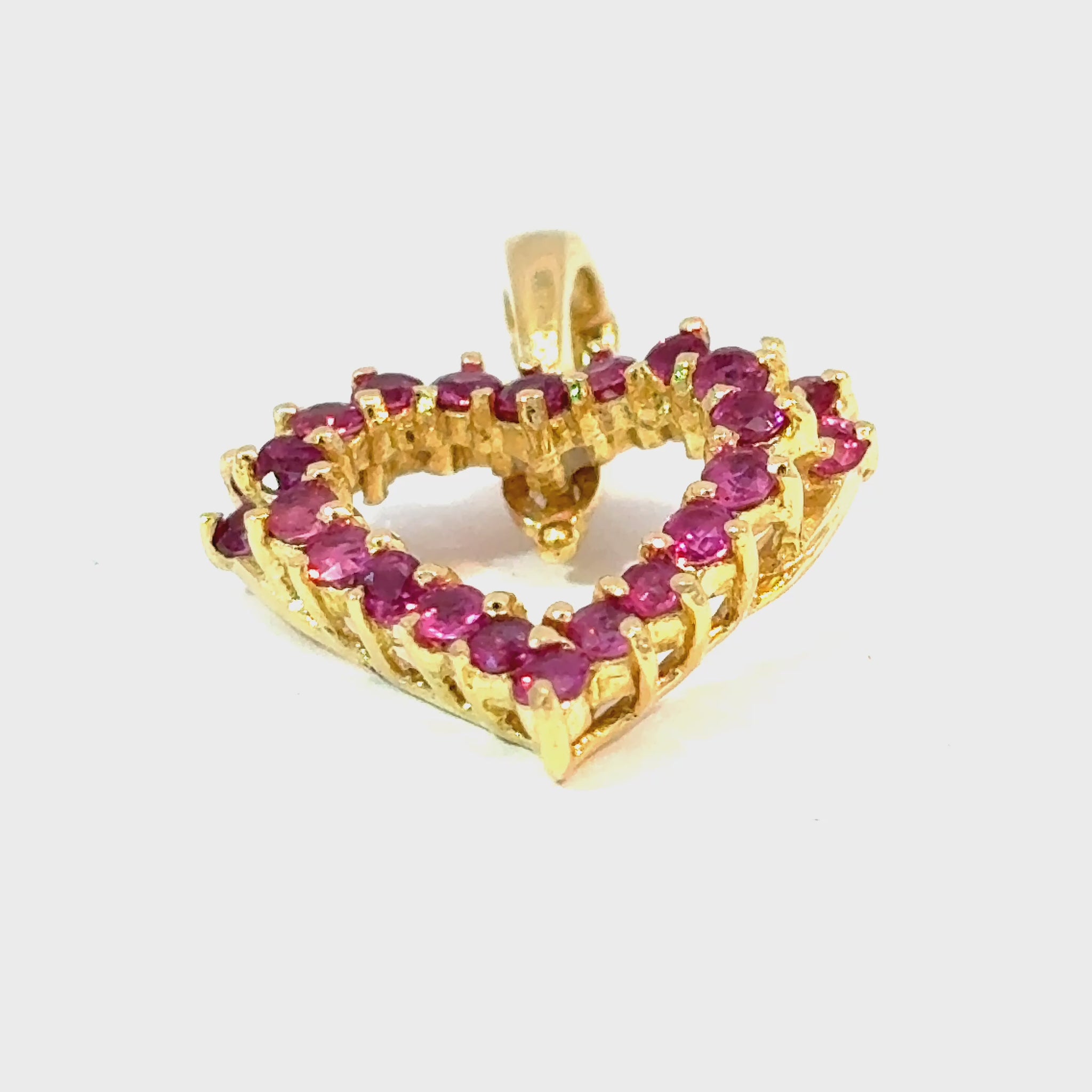 14K Yellow Gold Pink Sapphire Open Heart Pendant — video 1 of 1