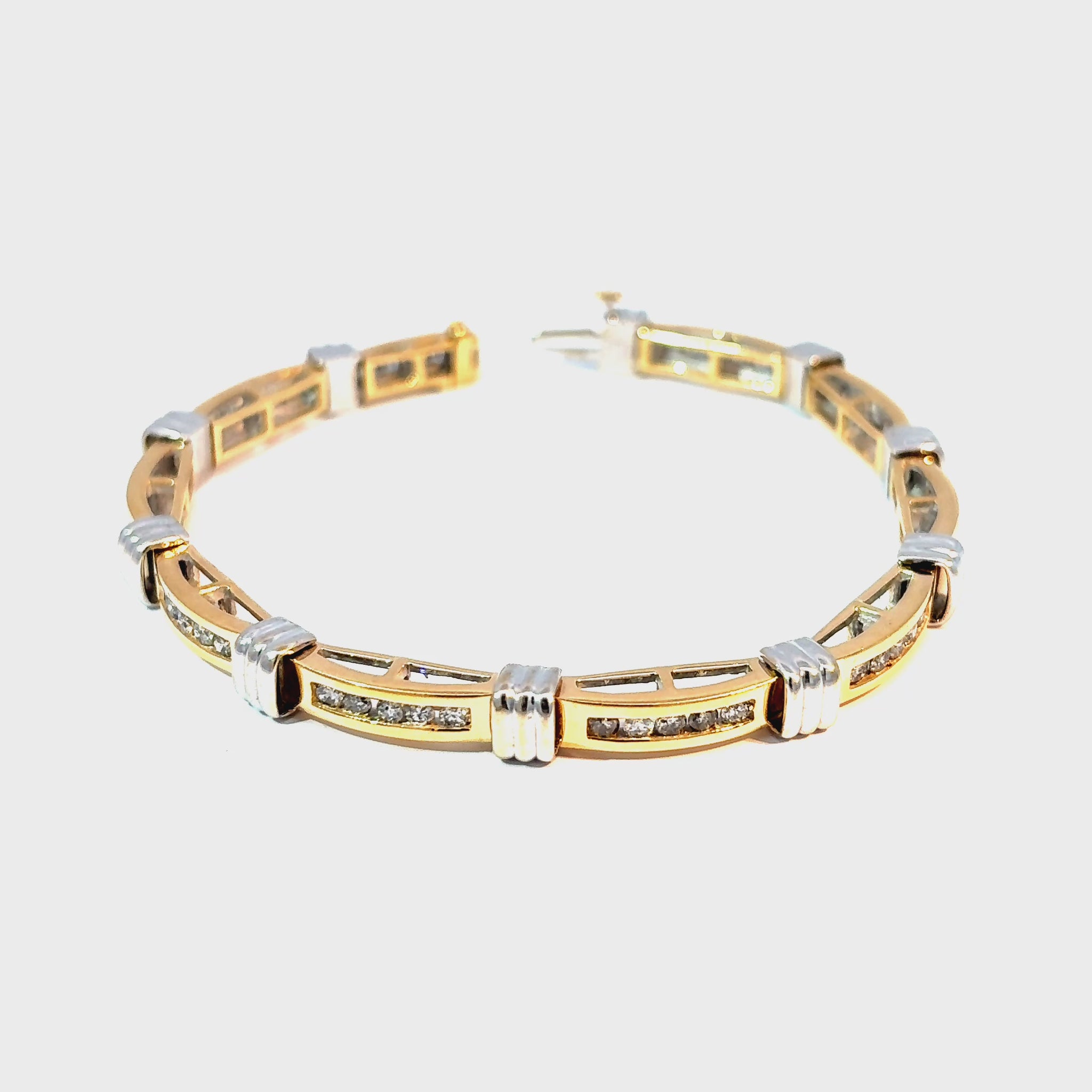 14K Two-Tone Gold Diamond Line Bracelet, Approx. 2.00 CTW — video 1 of 1