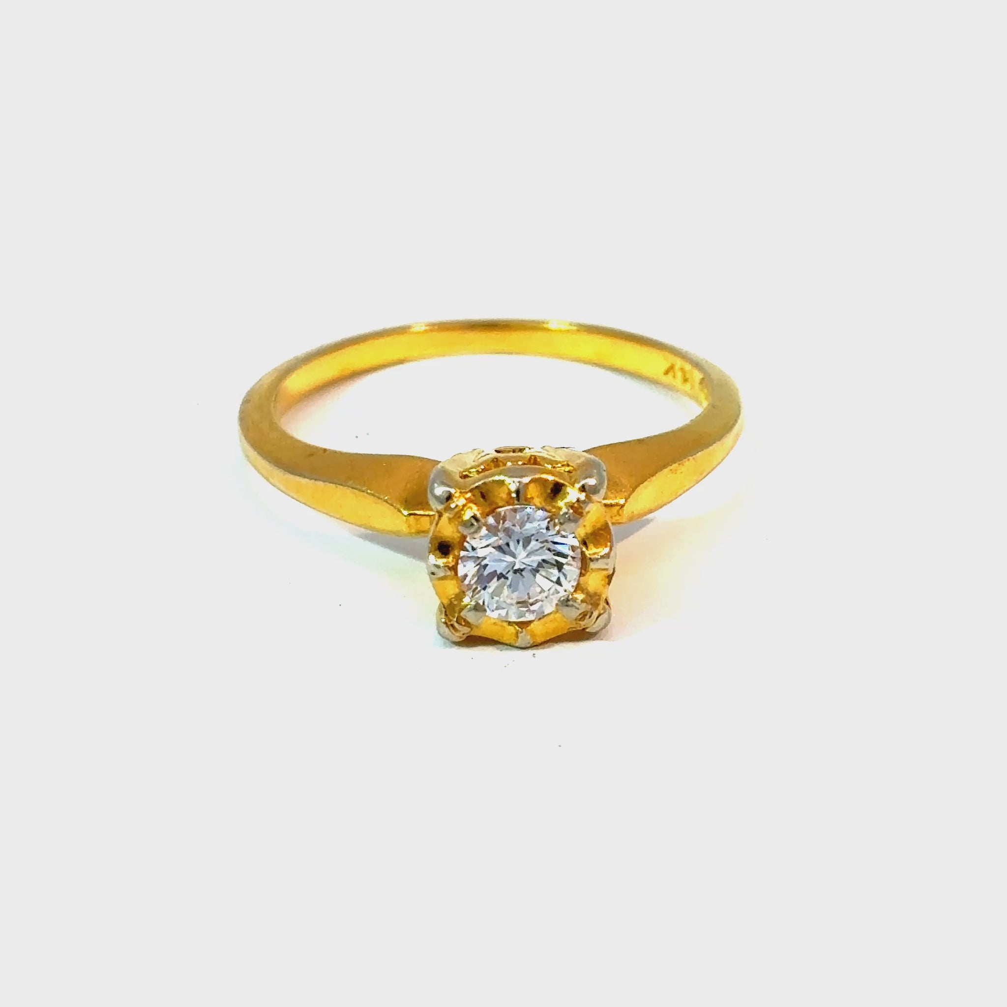 14K Yellow Gold Round Diamond Solitaire Ring, Approx. 0.40 Carat, Size 5 3/4 — video 1 of 1