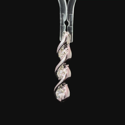 14K White Gold Three-Stone Diamond Past Present Future Pendant, 0.25 CTW — video 1 of 1