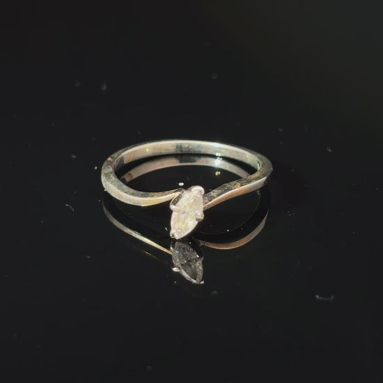 18k White Gold Marquise Diamond Solitaire Ring, Size 5 — video 1 of 1