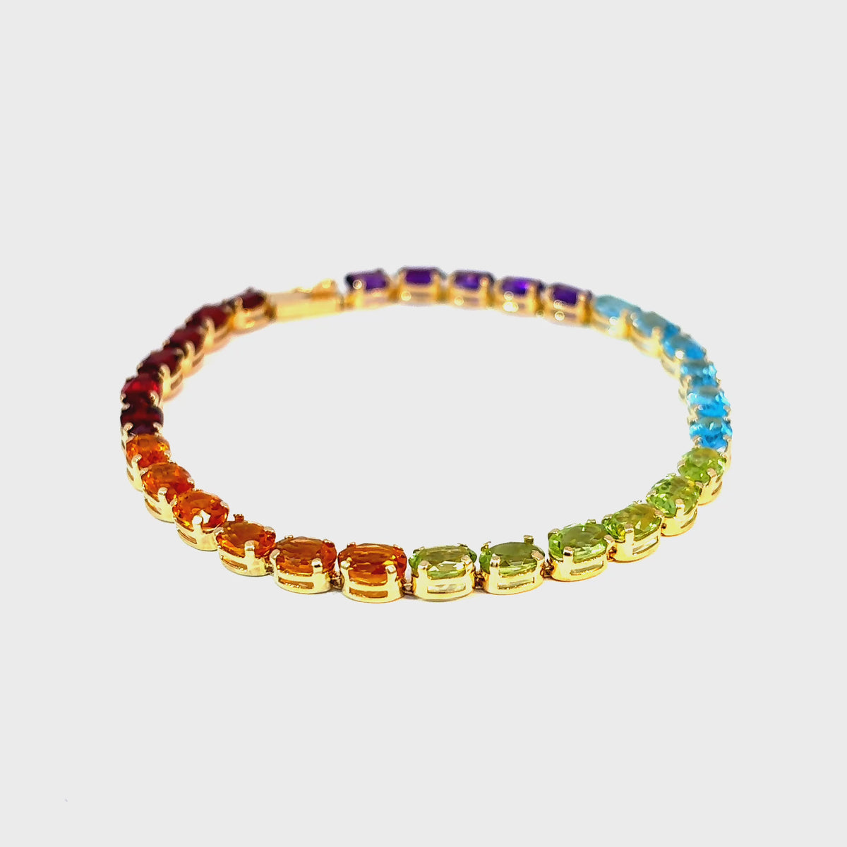 14K Yellow Gold Rainbow Gemstone Tennis Bracelet, 7.5 Inches — video 1 of 1