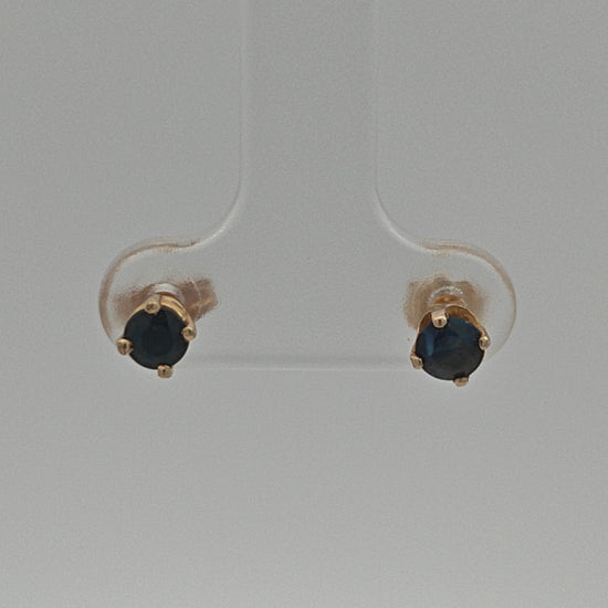 14K Yellow Gold Blue Diamond Stud Earrings, 0.50 Carat Total Weight — video 1 of 1