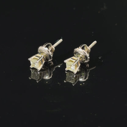 14K White Gold Princess-Cut Diamond Stud Earrings, Approx. 0.25 CTW — video 1 of 1
