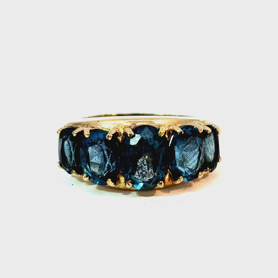 10K Yellow Gold Five-Stone Blue Topaz Ring, Size 7 — video 1 of 1