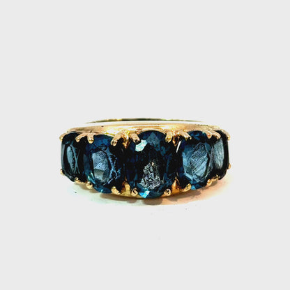 10K Yellow Gold Five-Stone Blue Topaz Ring, Size 7 — video 1 of 1