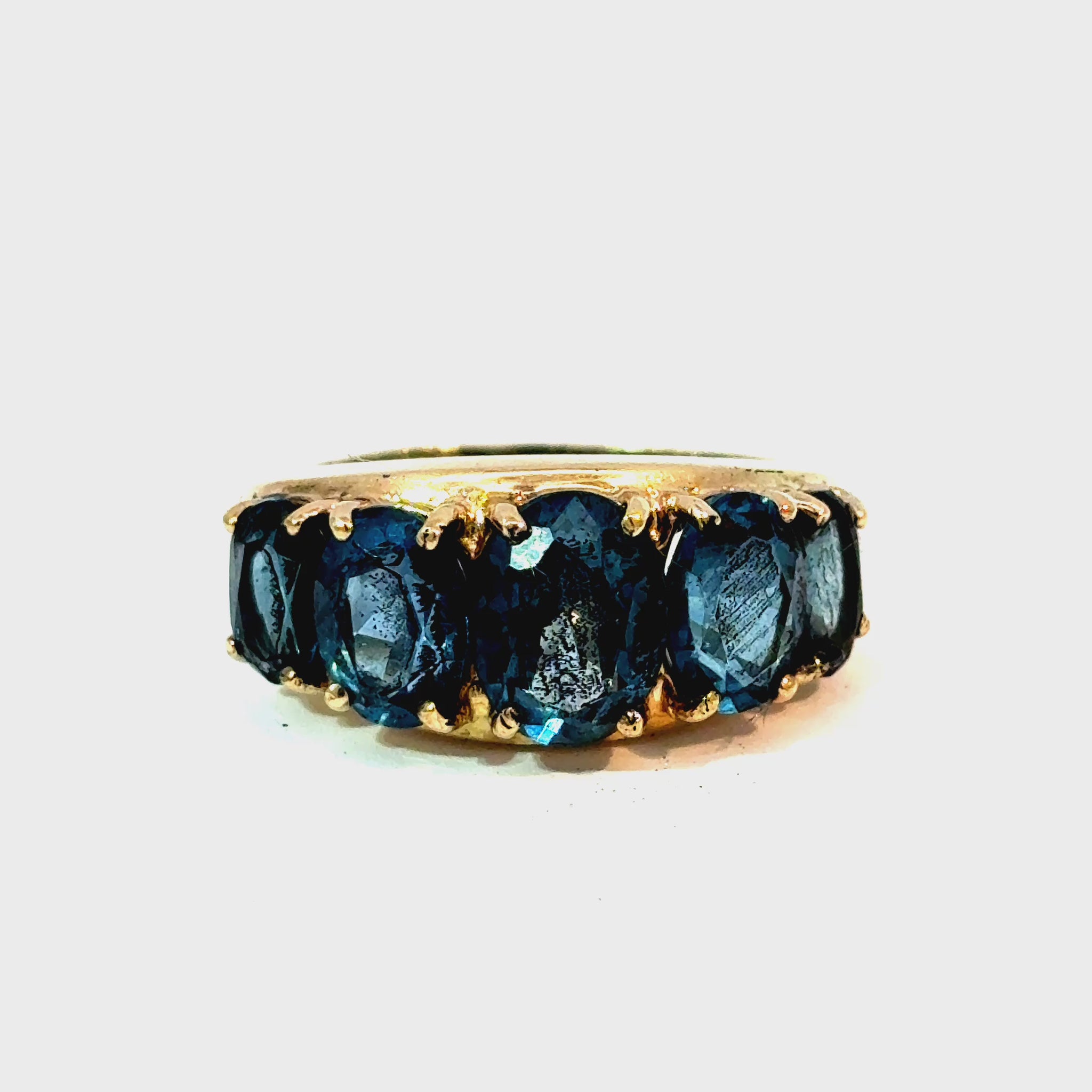 10K Yellow Gold Five-Stone Blue Topaz Ring, Size 7 — video 1 of 1