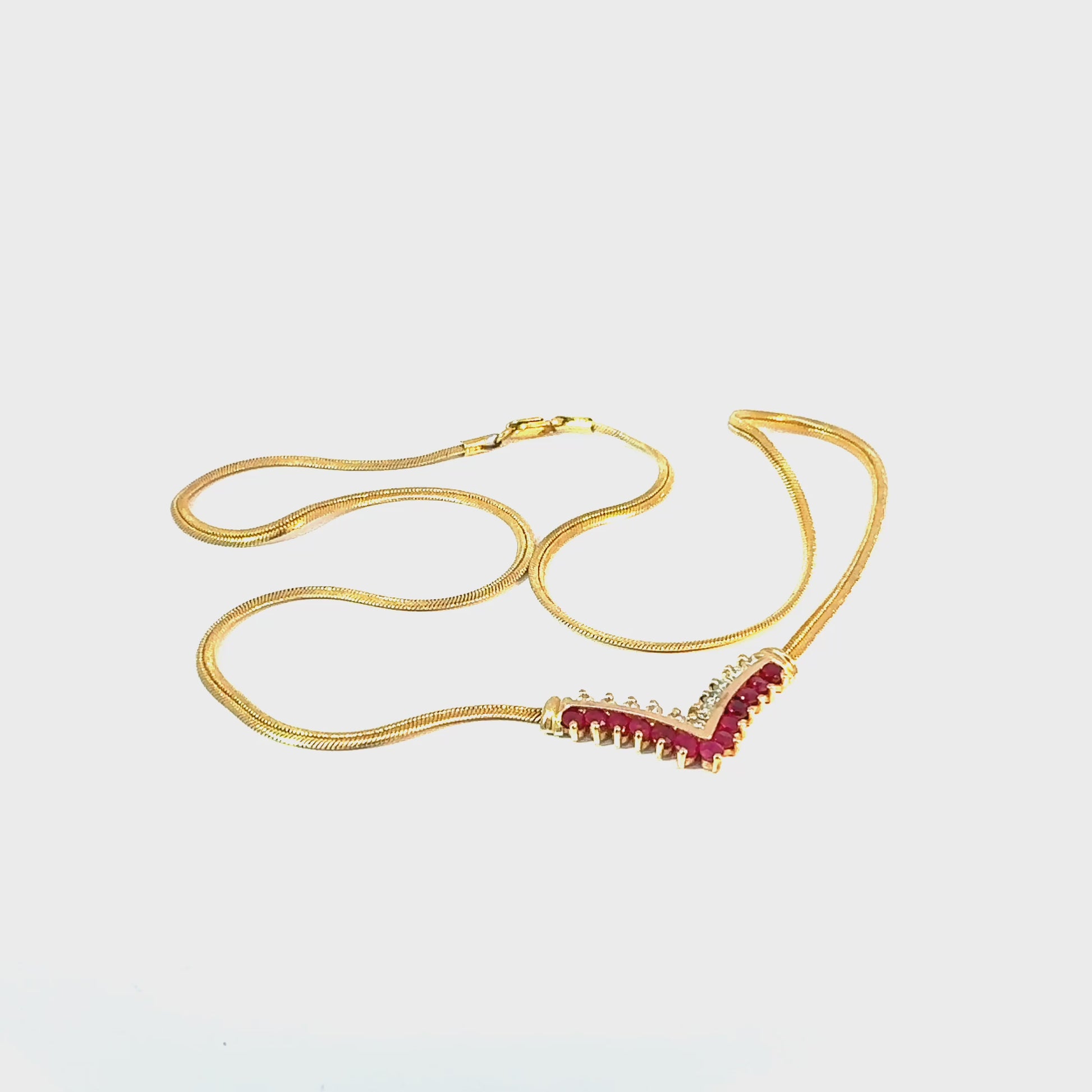 18K Yellow Gold Ruby and Diamond V-Motif Necklace — video 1 of 1