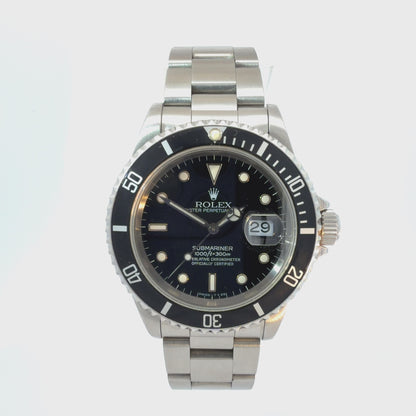 Rolex Oyster Perpetual Submariner Date Stainless Steel Wristwatch — video 1 of 1