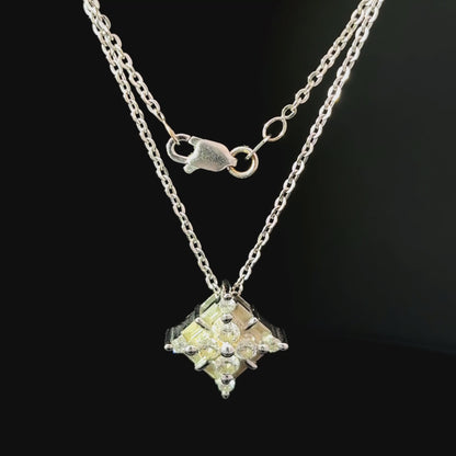 14K White Gold Diamond Cluster Pendant Necklace, 18.5 Inches — video 1 of 1
