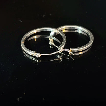 Estate 14k White Gold Engraved Hoop Earrings, 1 Inch — image 3 of 4