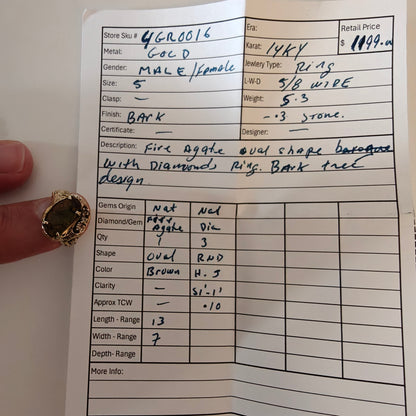 Unique 14k Gold Ring with Diamonds