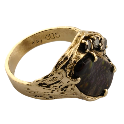 Unique 14k Gold Ring with Diamonds