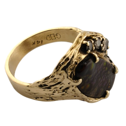 Unique 14k Gold Ring with Diamonds