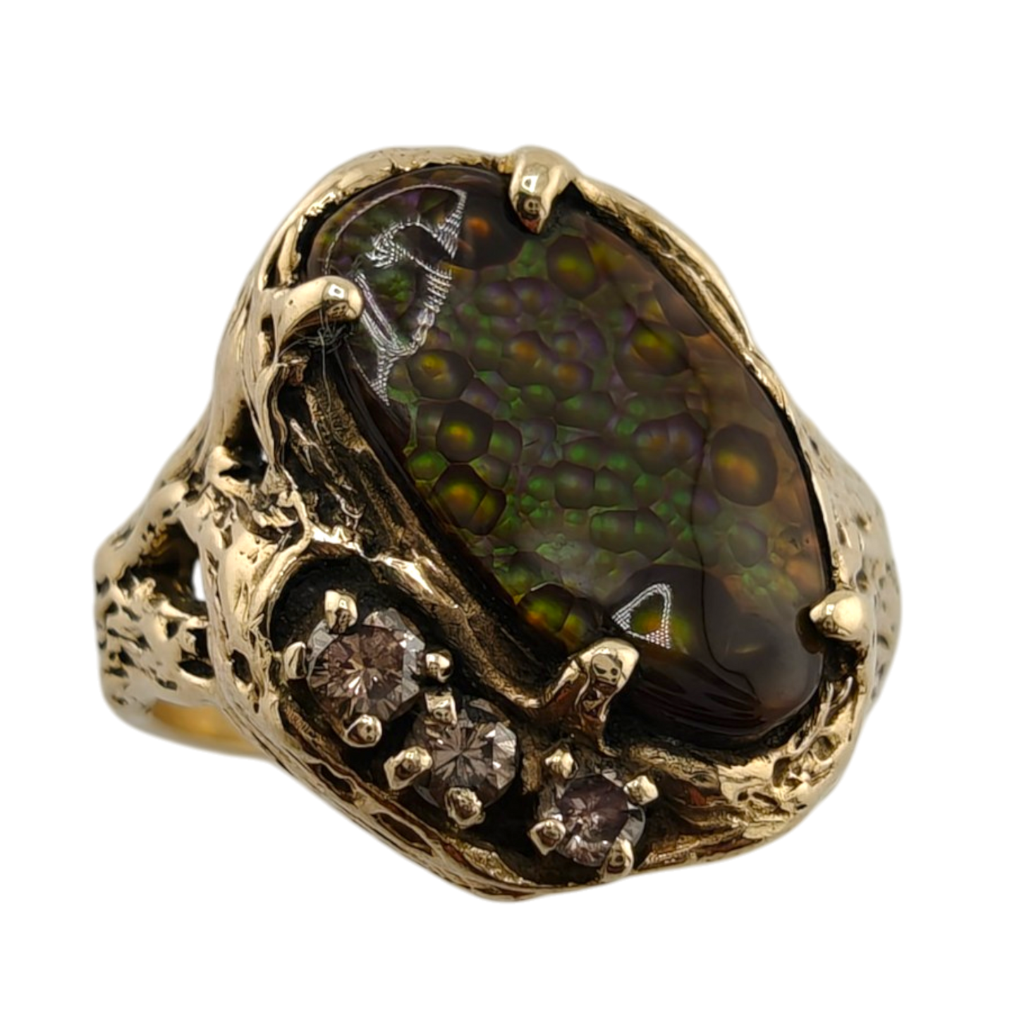 Unique 14k Gold Ring with Diamonds