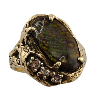 Unique 14k Gold Ring with Diamonds