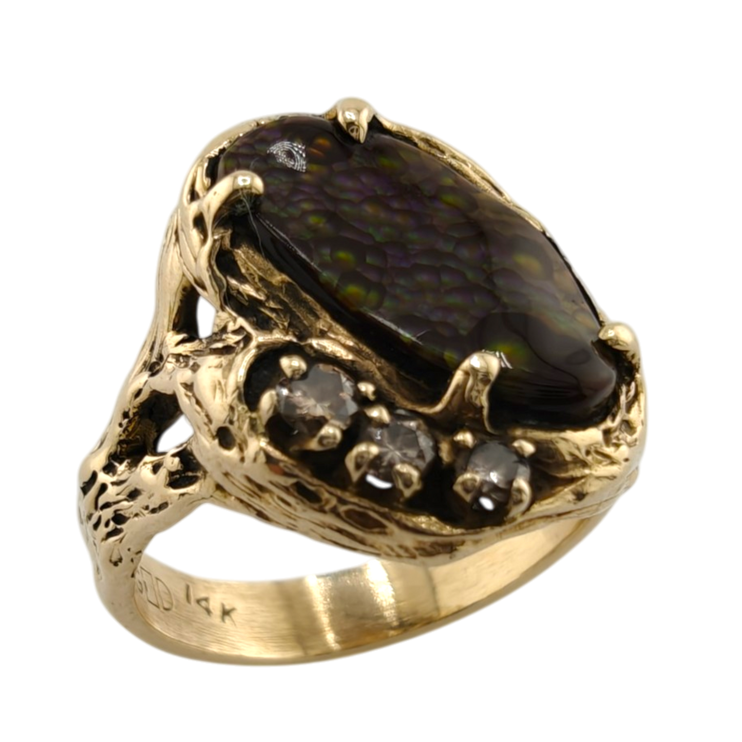 Unique 14k Gold Ring with Diamonds