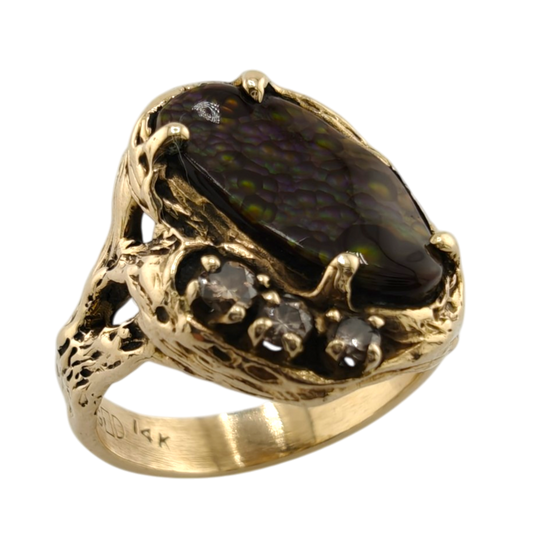 Unique 14k Gold Ring with Diamonds