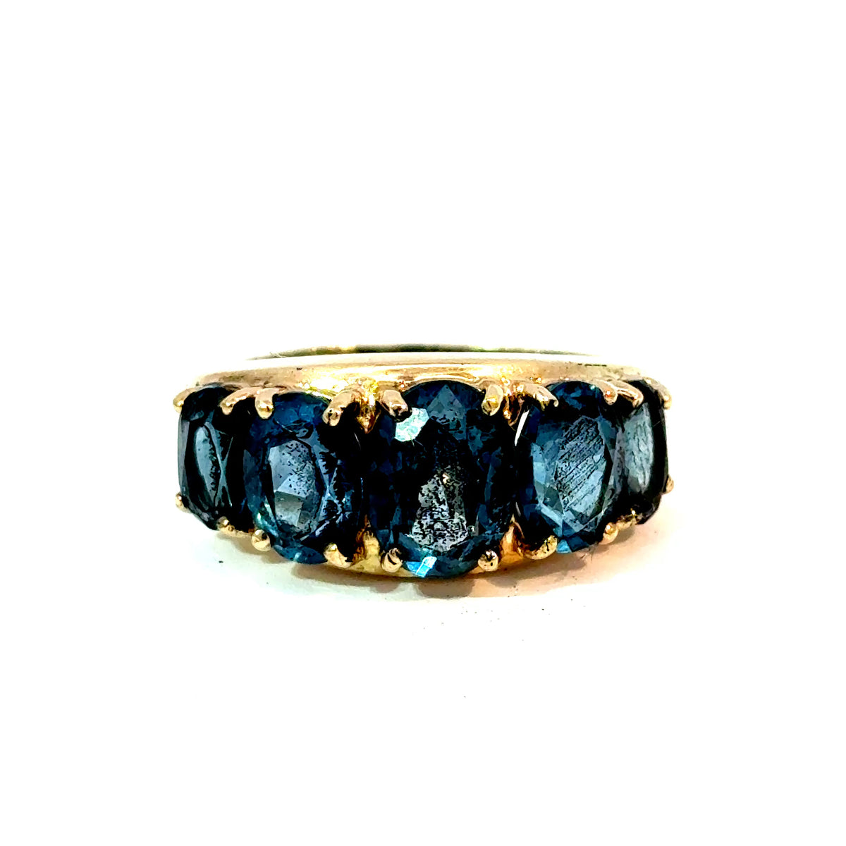 10K Yellow Gold Five-Stone Blue Topaz Ring, Size 7 — image 1 of 4