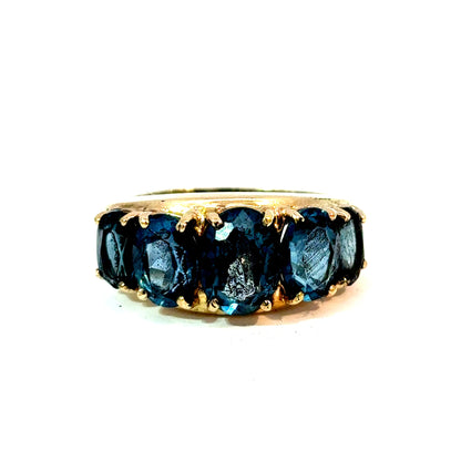 10K Yellow Gold Five-Stone Blue Topaz Ring, Size 7 — image 1 of 4
