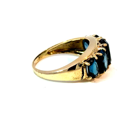 10K Yellow Gold Five-Stone Blue Topaz Ring, Size 7 — image 4 of 4