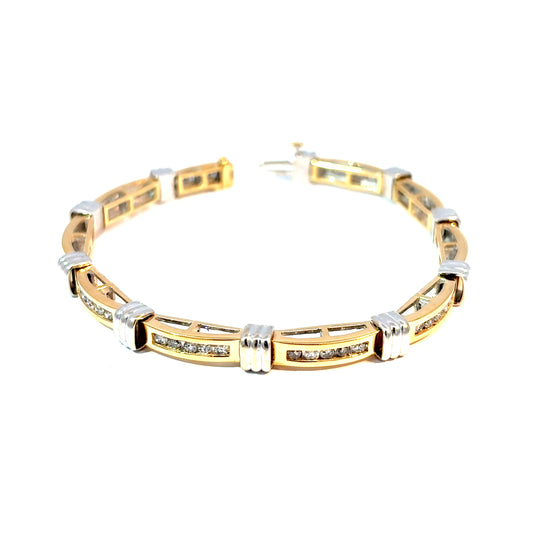 14K Two-Tone Gold Diamond Line Bracelet, Approx. 2.00 CTW — image 1 of 4